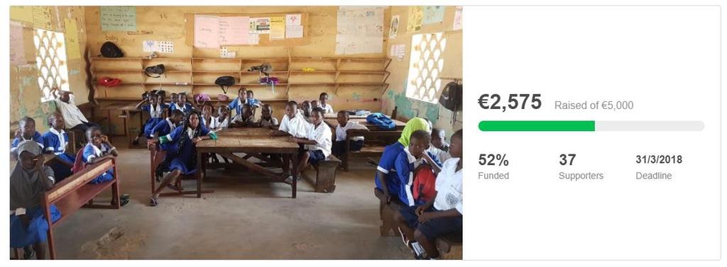 Crowdfunding campagne op 1%-club Zoals bekend zijn we de fondswerving op 24 februari gestart met de sponsorloop van Senegambia naar de basisschool van Brufut.