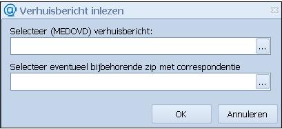 volgende scherm het verhuisbericht (.edi) en (indien aanwezig) het zip-bestand met correspondentie met behulp van Beide bestanden moeten tegelijk worden ingelezen!