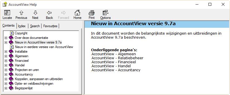 nieuwe functionaliteit in de geopende versie van AccountView was sinds jaar en dag te vinden via de tab Contents van de helpinformatie van AccountView, maar zat daar wat verstopt: u moest ervoor
