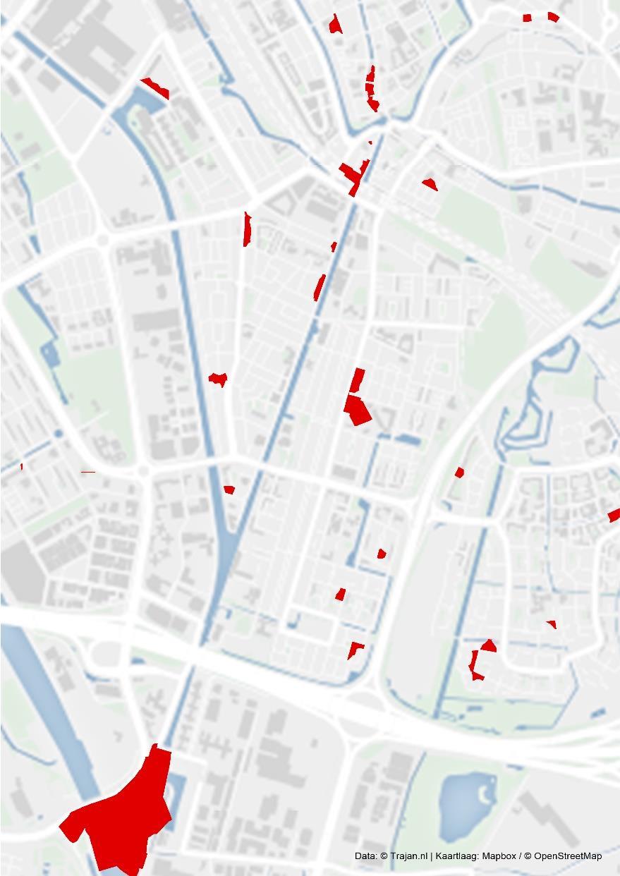 Onderstaande kaart geeft in de directe omgeving van het onderzoeksgebied weer waar de 42 parkeerders vandaag komen die wel uit Utrecht komen, maar niet uit het onderzoeksgebied.