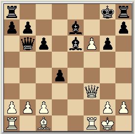 0-0, Le7 Zwart koos een opening die invloed beoogt in het centrum. Veel van die intenties is er niet meer over en Lucian volgt uw schrijver (zie kop)! 10. Lxf7!, Kxf7 11. Pg5++, Kg8 12.