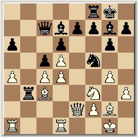 Tad1, Dg5 24. Td6+, g6 25. Tff6, Lf5 26. Txf5 en Zwart moet het hier toch wel voor gezien houden. 12, Db6 Onvoldoende, beter is 12, Da5! 13. Df4, De5! 14.