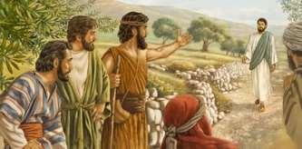Navertelling Johannes 1,35-42 Johannes wijst de weg naar Jezus Terwijl Johannes mensen doopte aan de oever van de Jordaan vertelde hij verhalen over God aan de mensen die bij hem kwamen.