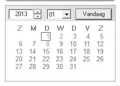 Opgenomen beelden opzoeken met de kalender Als videobeelden zijn opgenomen op een datum, wordt de datum in groen afgebeeld.