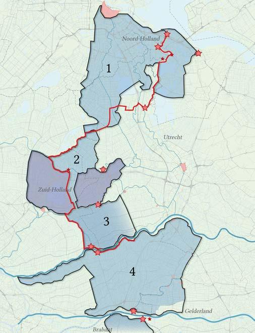 De verschuivende waterlinie De Oude Hollandse waterlinie met 5 slecht afgebakende inundatiegebieden in 1672.