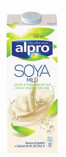 Alpro Sojadrink Mild is 100% plantaardig, bevat hoge kwaliteit soja-eiwitten