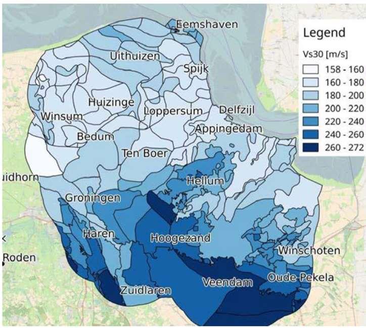 Bijdrage van ondiepe ondergrond Slappe bodem (veen/klei) versterkt de trilling (= lichtblauwe kleuren)