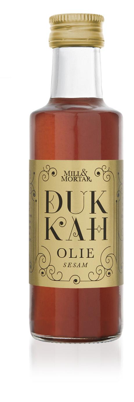 Dukkah Dukkah is als een volmaakt huwelijk tussen de twee kernproducten van Mill & Mortar: specerijen en amandelen. De mix vindt zijn oorsprong bij de woestijnnomaden uit Egypte.