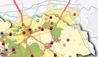 Figuur 2 Uitsnede van de kaart bij de Gebiedsagenda Brabant In de regio Noordoost Brabant liggen drie, deels overlappende integrale gebiedsopgaven: de A2-as, de As Waalwijk s-hertogenbosch Nijmegen