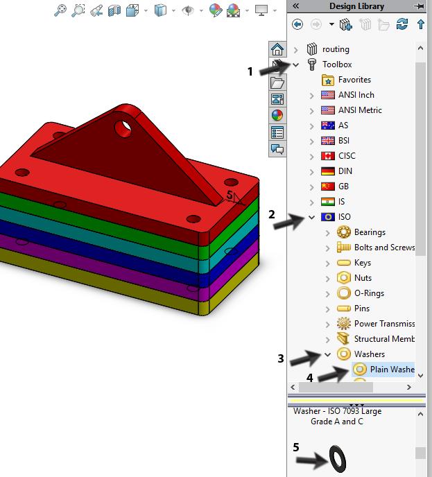 85 Het Task Pane opent zich, hierin zie je de Toolbox vermeld staan. We gaan nu eerst ringen op de gaten plaatsen. achtereenvol- Dubbelklik gens op 1. Toolbox 2. ISO 3.