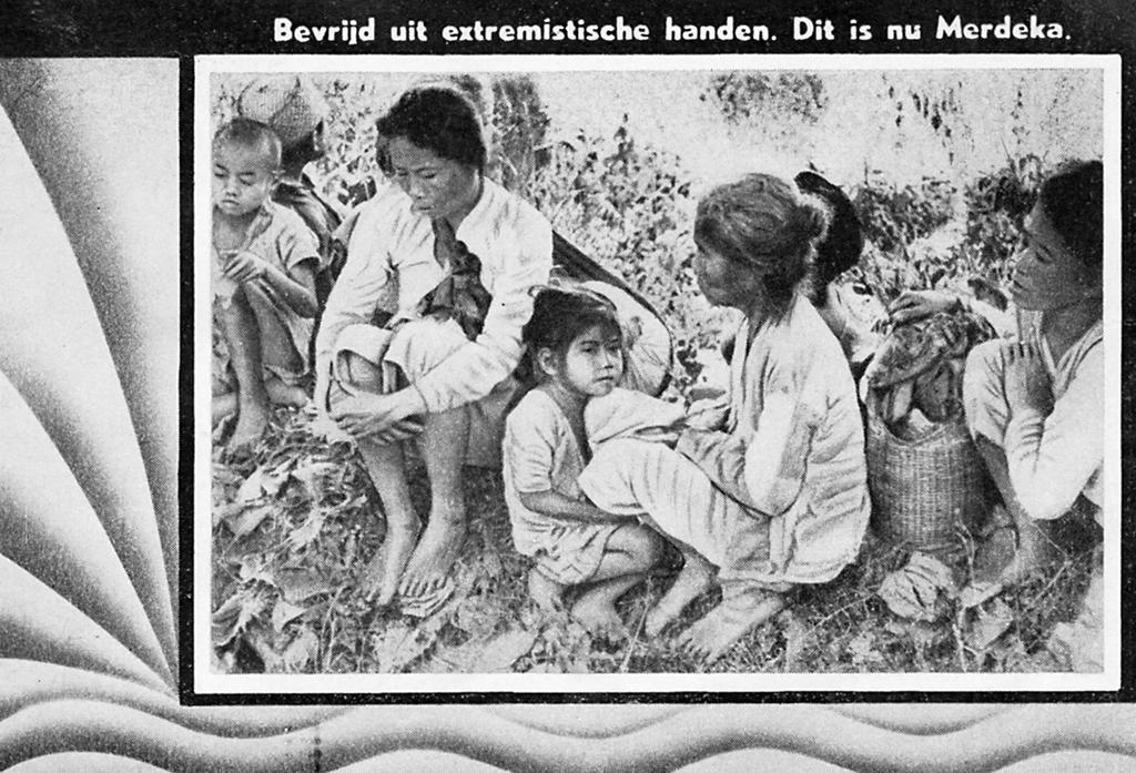 bron 12 Deze foto staat in een boekje dat rond 1948 in Nederlands-Indië verscheen Toelichting Merdeka, vrijheid, is de leus van de Indonesische nationalisten.