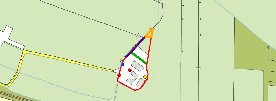 Alleen de houtwallen tussen de Modderbeek en de Asschatterkade zijn aangeduid. Figuur 2. Ligging van het plangebied met de begrenzing in rood weergegeven.