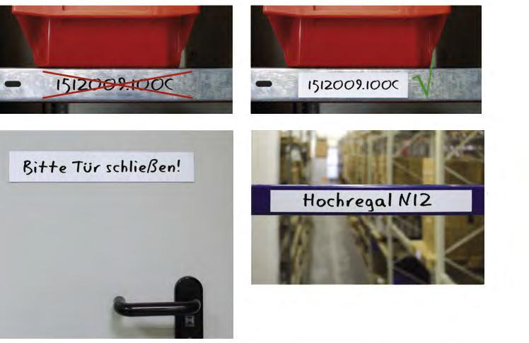 oppervlakte aanbrengen - klaar Beschrijfbaar met non-permanent marker, droog afwisbaar Flexibel magnetisch etiketband, dikte 1 mm Individueel: met normale schaar op