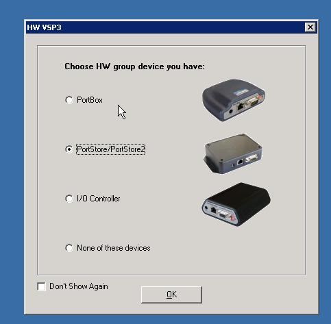 Afbeelding 22: HW group device select scherm Kies hierbinnen voor PortStore/PortStore2 en druk dan op de