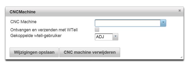 Afbeelding 35: Scherm CNC-Machine WTell Selecteer de CNC Machine waarop de communicatie dient te geschieden.