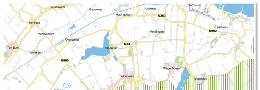 7.8.1 Referentiesituatie In het achtergrondrapport Inpassingsvisie verdubbeling N33, Zuidbroek-Appingedam (Veenenbosenbosch, maart 2017) is een uitgebreide beschrijving opgenomen van het huidige