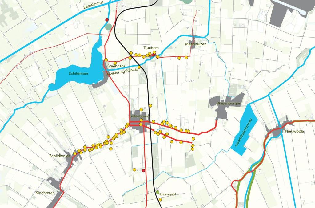 Meer recent is een ontwikkeling van agglomeraties in stroken ontstaan: De bundeling Damsterdiep, Rijksweg en Eemskanaal tussen Groningen en de agglomeratie Appingedam-Delfzijl.