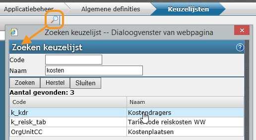 2 Zoeken naar kostendragers in Onderhoud functie In Onderhoud functie is een nieuwe knop waarmee u een kostendrager kunt zoeken: Het is natuurlijk ook nog mogelijk om de kostendrager