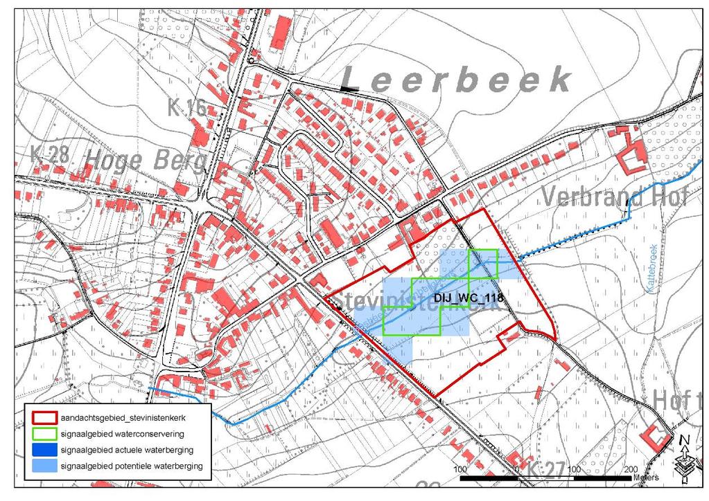 perceelsgrenzen om te komen tot een logische afbakening. Onderstaande figuur geeft dit grafisch weer. Het aandachtsgebied moet worden gezien als een soort zoekzone.