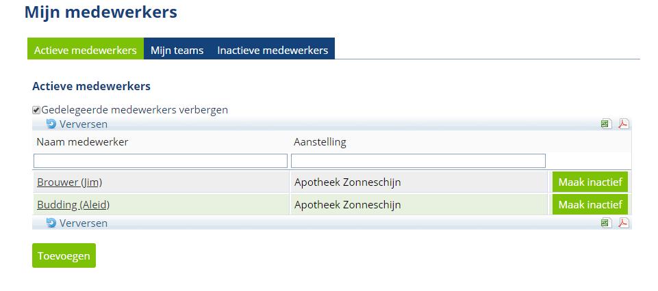 Werknemers invoeren Klik in het menu op Mijn afdeling en kies daarna Werknemers.