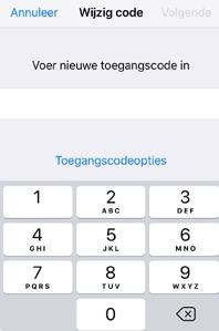 Voer nieuwe 6 cijferige toegangscode in (2x) Je bent nu