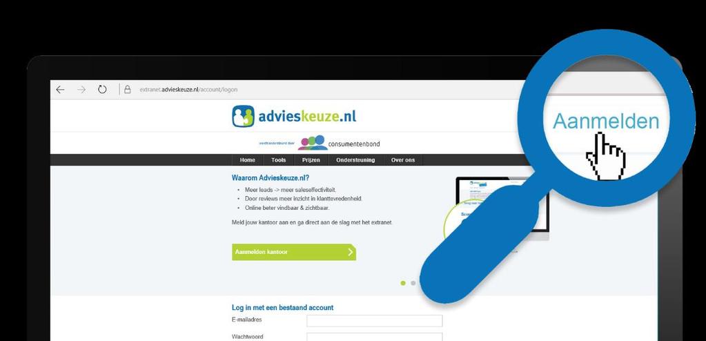 6 Kantoorprofiel op Advieskeuze.nl Van alle kantoren in Nederland bestaat een openbaar profiel op Advieskeuze.nl. Indien gewenst kan een kantoor zijn eigen gegevens beheren en aanvullen.