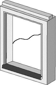 In een van de ramen van de oude schuur is het glas gebarsten.