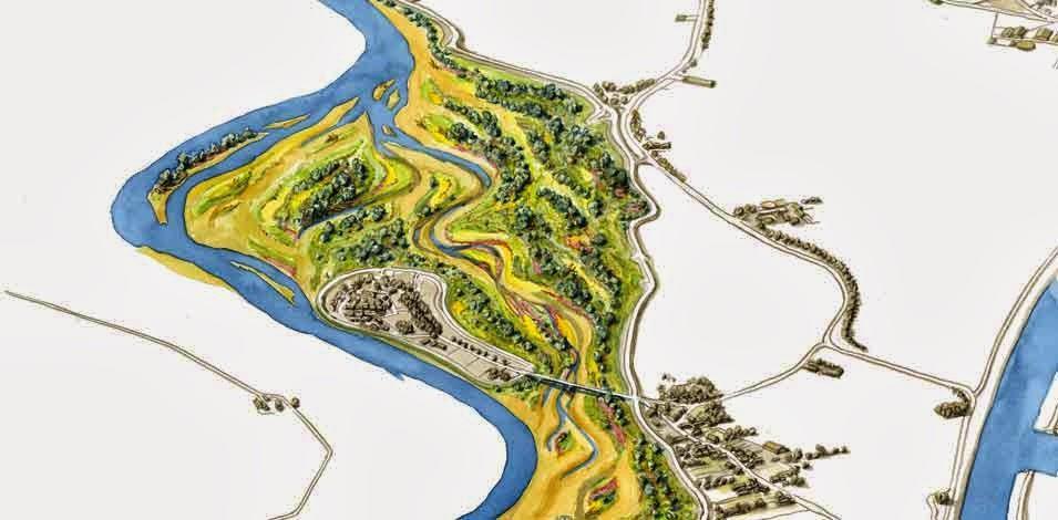 2.3 Toekomstbeeld Het POL-Grensmaas (2005) geeft het volgende toekomstbeeld voor deellocatie Visserweert: In het nieuwe Grensmaasgebied komt het dorp Visserweert als een 6 m hoge heuvel te midden van