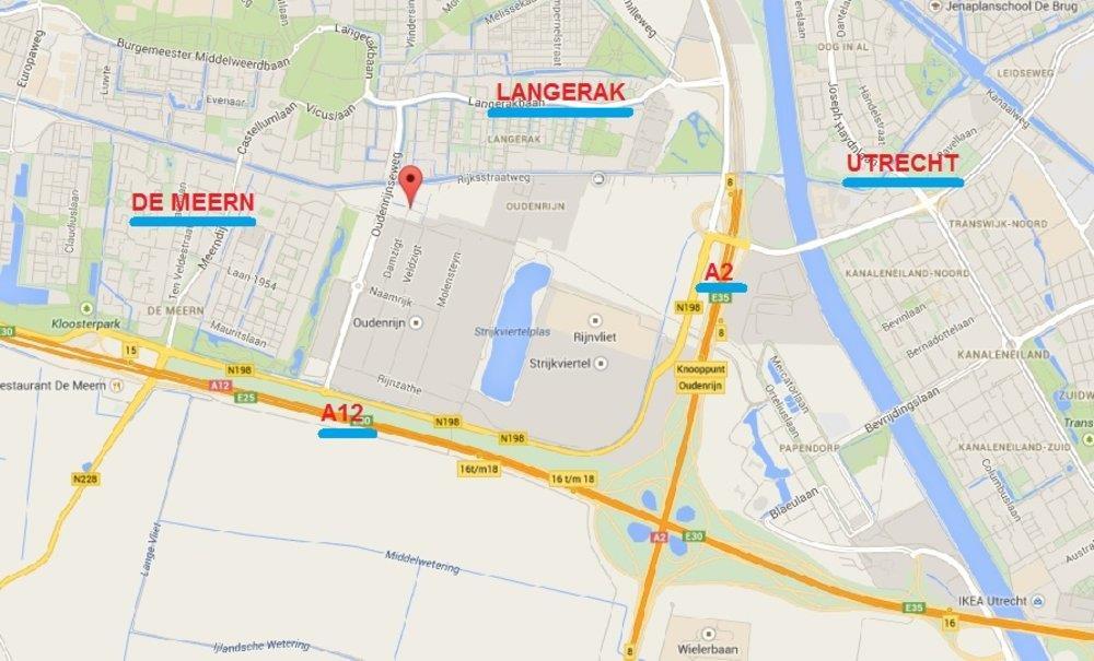 Bereikbaarheid: De locatie is nabij De Meern en de woonwijken Langerak, De Woerd en Parkwijk; op- en afritten van de A2 en A12 richting Amsterdam/Haarlem, met uitstekende snelwegverbindingen onder