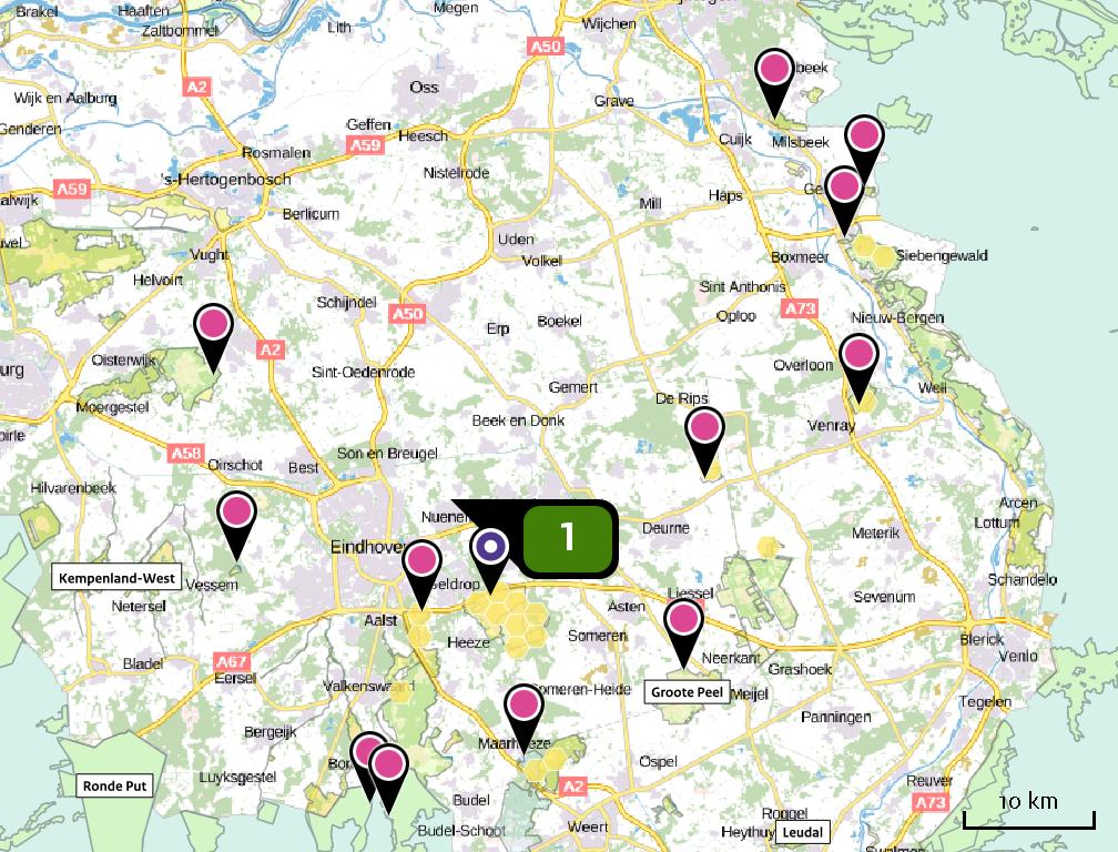 Berekening voor eigen gebruik Depositie natuurgebieden Hoogste projectbijdrage (Strabrechtse Heide & Beuven) Hoogste projectbijdrage per