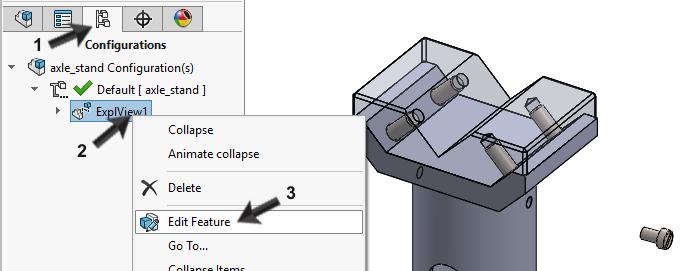 Klik je daarna in de CommandManager weer op Exploded View, dan gaat SOLIDWORKS een nieuwe exploded view maken, en dat is