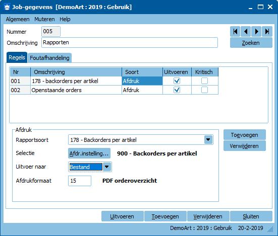 Afdrukken rapporten via KingJob Afdrukken van rapporten is in te stellen via King Jobs. Naast o.a. de import en export kun je nu via een Job het afdrukken van rapporten automatiseren. 1.