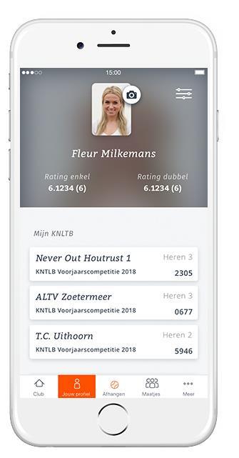 PERSOONLIJK PROFIEL (MIJN PROFIEL) Het persoonlijk profiel geeft informatie over de speelsterkte en de mogelijkheid om enkele gegevens online (emailadres, telefoonnummer, pasfoto) aan te passen.
