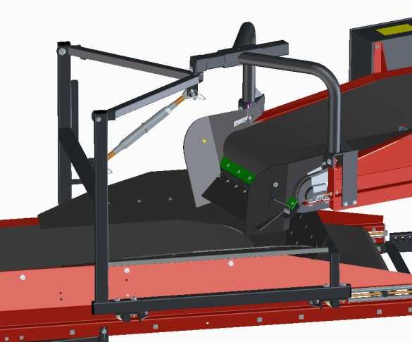 Schuift heen en weer over de onderste transportband Geleiding door middel van verticale en