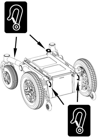 7 Transport van de rolstoel Er mogen enkel GEL of AGM accu s gebruikt worden. 7.1 Transporteren of vervoeren van de rolstoel Elektrische rolstoelen zijn te zwaar om te tillen.