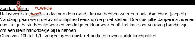 .. We weten natuurlijk nooit heel goed op voorhand hoe het weer gaat zijn, dus misschien neem je het beter te vaak mee dan te weinig.