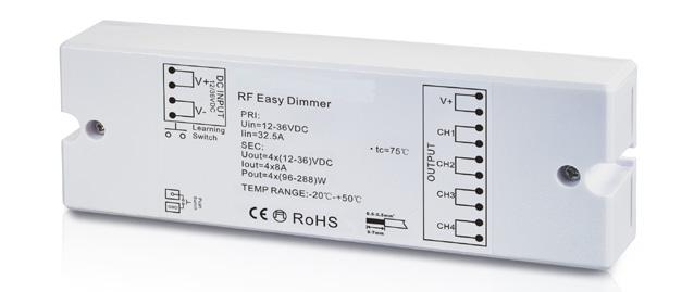 Artikel 90 004354: 1 zone RF receiver input 12-36VDC - Output 1CHx8A Afmetingen: 95x37x20mm incl.