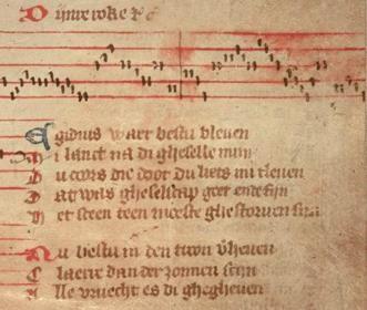 Het Gruuthuse handschrift bevat de oudste en omvangrijkste verzameling wereldlijke liederen met muzieknotatie uit het Nederlandse taalgebied.