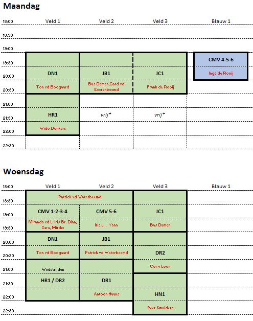 Zaalindeling 2016-2017 * optie voor verhuur of in