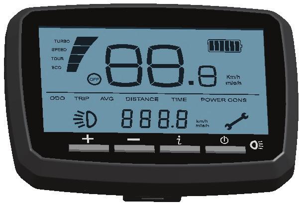 Bediening + - info aan/ uit i + - In- en uitschakelen Om het LCD display in te schakelen druk op Om het LCD display uit te schakelen druk langer dan 2 seconden op Het LCD scherm schakelt zichzelf uit