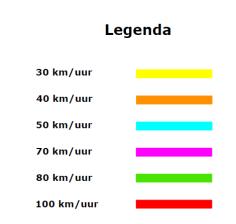 Het verlagen van de snelheid heeft hier geen effect op het ruimtebeslag van het knooppunt, omdat deze bogen binnen in het knooppunt liggen.