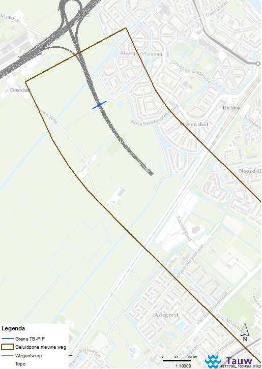 Ter hoogte van de nieuwe weg aan de zijde van de A44 wordt de weg verdiept aangelegd. De weg ligt minimaal 4 meter onder het maaiveld en heeft een lengte van meer dan 2.000 meter.