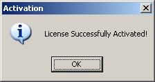 Het kleine scherm wat nu verschijnt geeft aan of de licentie succesvol is geactiveerd. Klik op OK. Wacht daarna 10 seconden en sluit dan af via het menu Systeem en Exit.