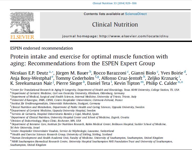 Level of evidence Eiwit 1. Ishibashi, Auckland Hospital, Nieuw Zeeland, 1998 2. Protein intake and exercise, recommendations ESPEN expert group 3.