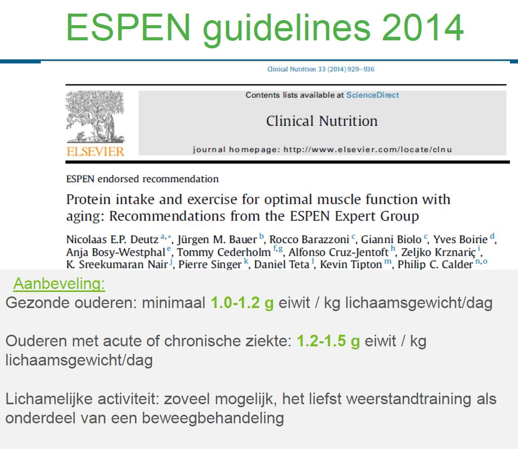 Level of evidence Eiwit Protein intake and