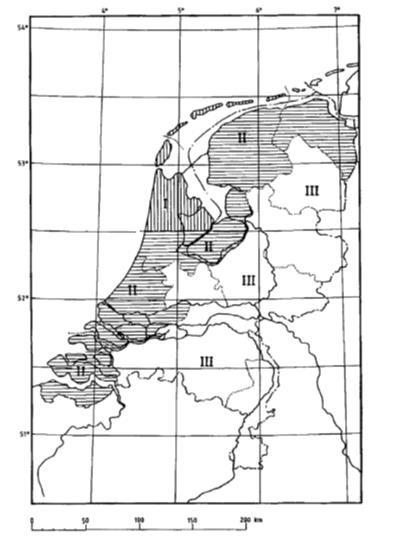 Bijlage VII Windgebieden van Nederland De stuwdruk door wind is afhankelijk van de plaats van het gebouw in Nederland.