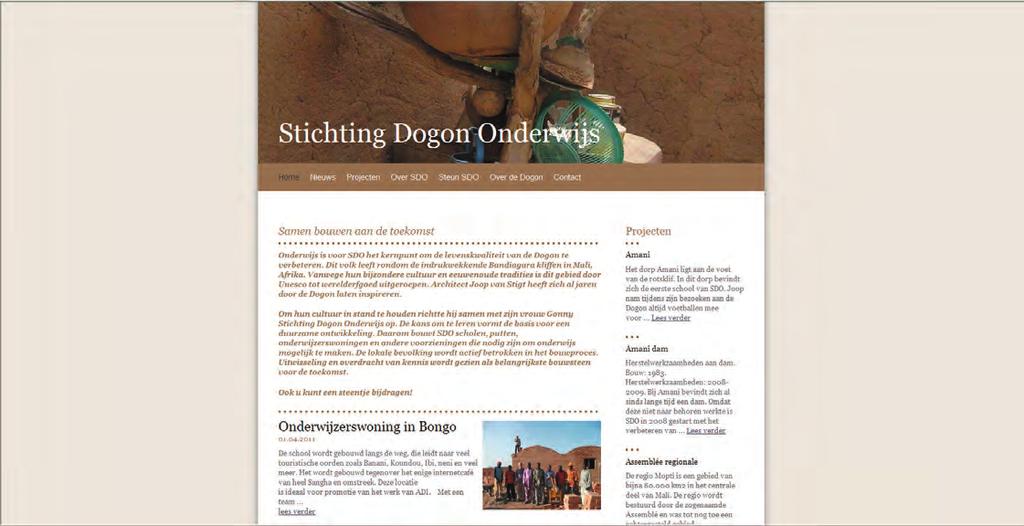 SDO wordt op de kaart gezet Vanaf oktober 2010 is er gewerkt aan een nieuwe website voor de SDO, het documenteren en inzichtelijk maken van het werk dat in Mali door de s ch ng is verricht.