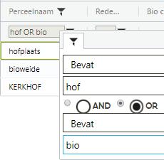 Filteren in de tabel kan op 2 verschillende plaatsen: > Door onder het kolomhoofd iets in het tekstveld te typen.