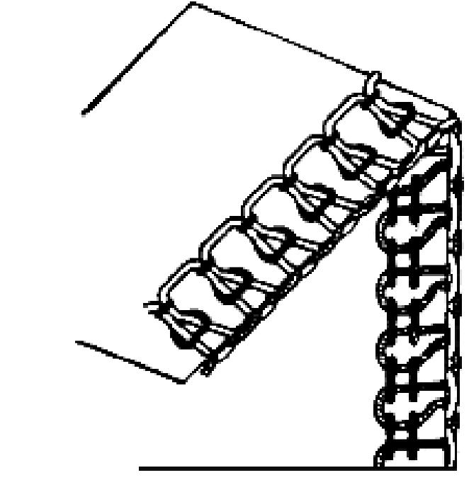 De draadspanning voor de rechter naald is te laag. Achterkant Achterkant Voorkant Span de linker draad bij.