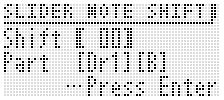 Schuifregelaarvoorkeuzenummer Schuifregelaarvoorkeuzenaam Opslaan van een bewerkte sequens Druk op 7 WRITE om het scherm te tonen voor het opslaan van een sequens.